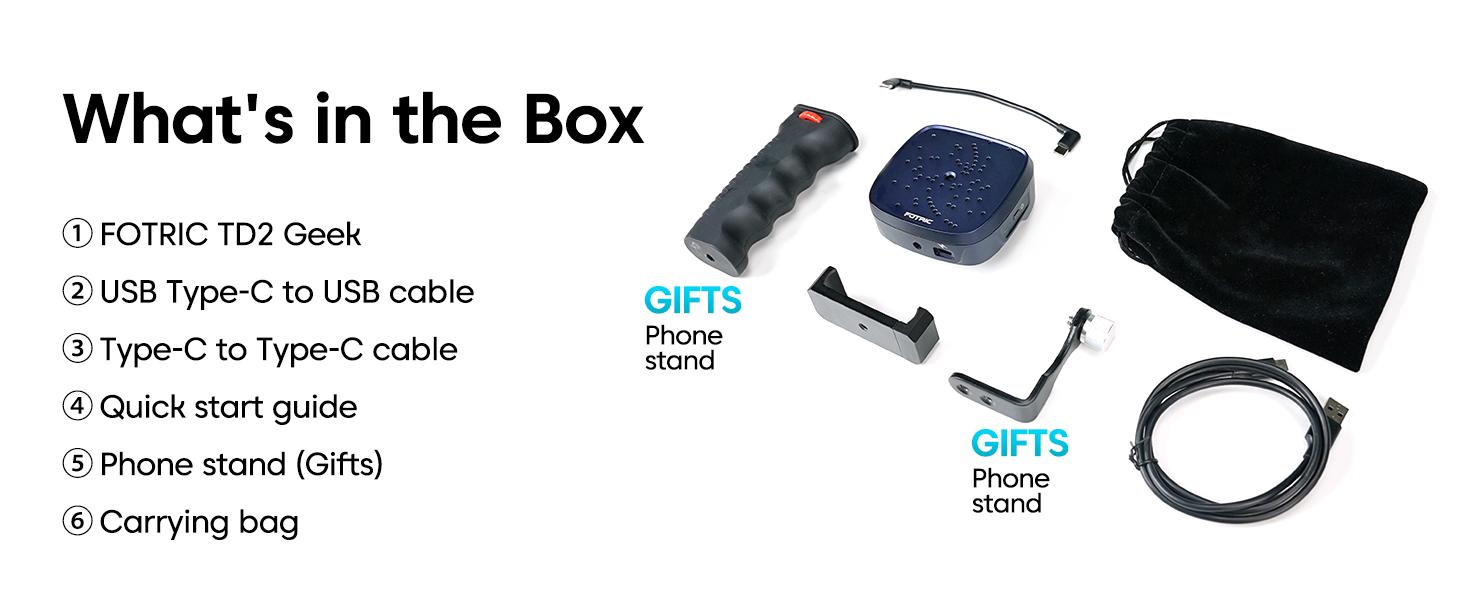 List of items included in a box with corresponding icons and text on a white background